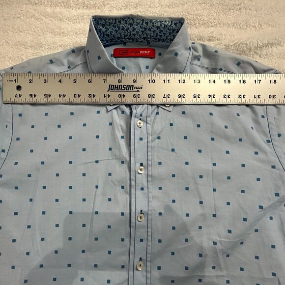 Georg Roth Los Angeles Mens XL Long Sleeve Button-Down Shirt Blue Square Print - Picture 7 of 10